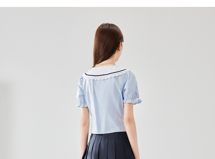 2025 夏の新しい青い学院風の 2 セットのファッション上着半身スカートのセットを着る