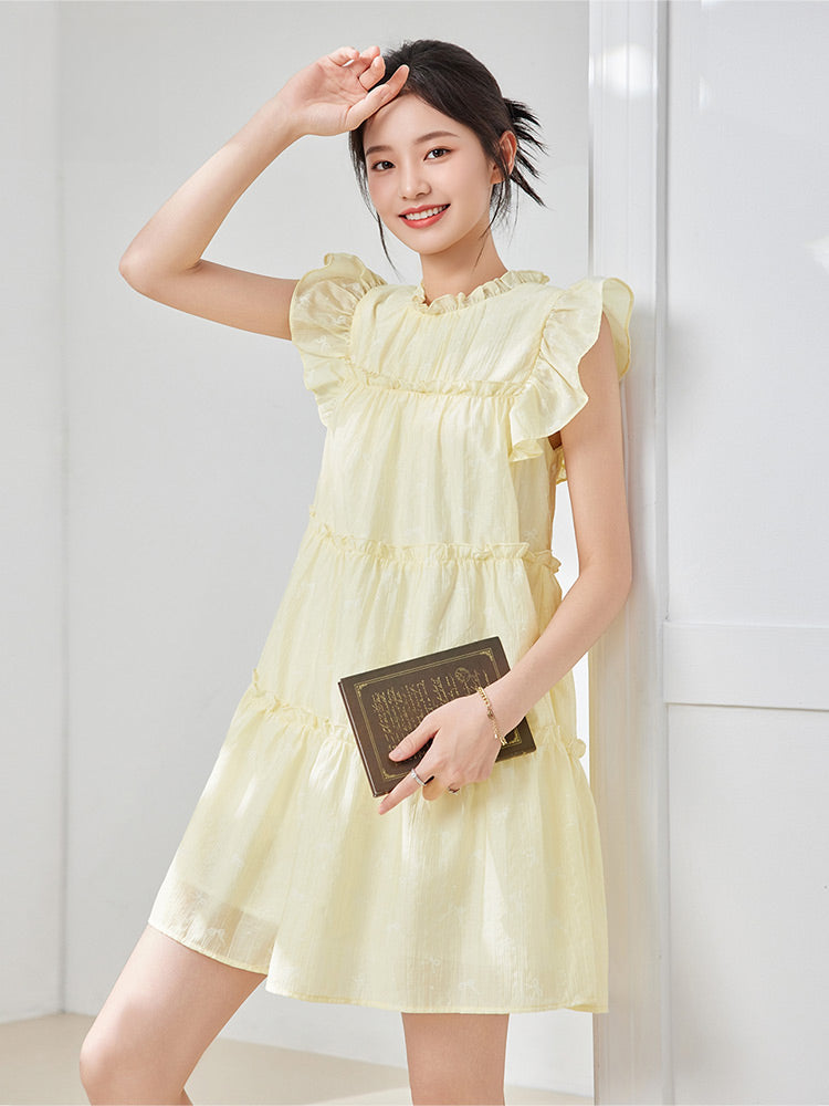 スカート 2025 夏の新しい韓国版甘い年齢の少女風飛飛袖デザインベストスカート