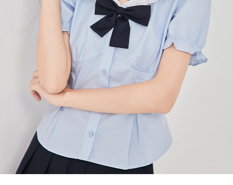 2025 夏の新しい青い学院風の 2 セットのファッション上着半身スカートのセットを着る