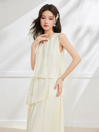 ワンピース 2025 夏の新しいフレンチロマンチックな女性の休暇風デザイン感ベストロングスカート
