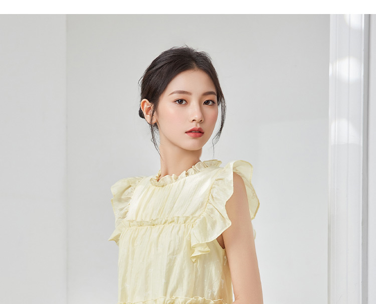 スカート 2025 夏の新しい韓国版甘い年齢の少女風飛飛袖デザインベストスカート