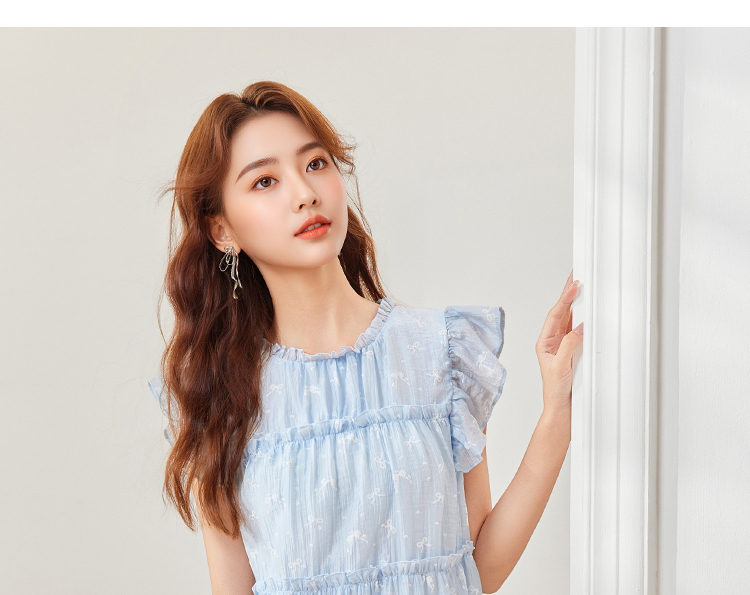 スカート 2025 夏の新しい韓国版甘い年齢の少女風飛飛袖デザインベストスカート